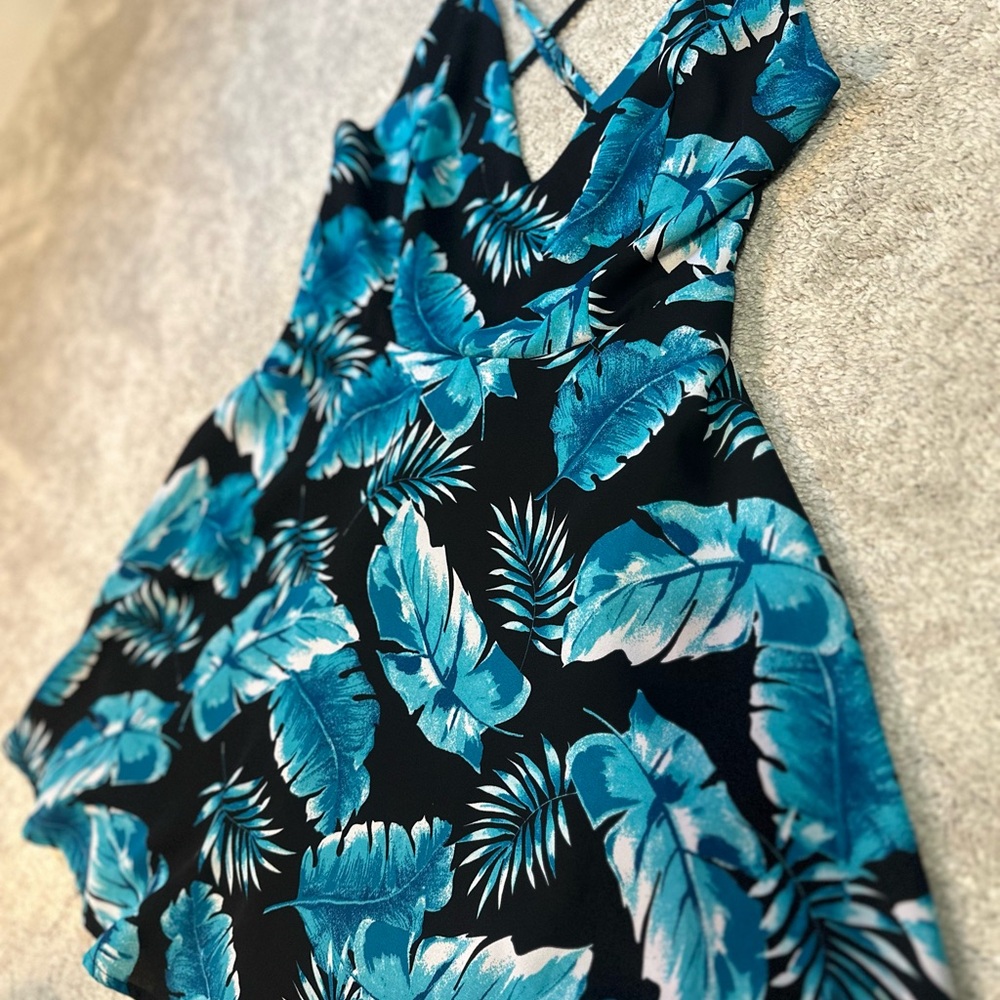 Forever 21 Teal Leaf Dress - Picture 6 of 7